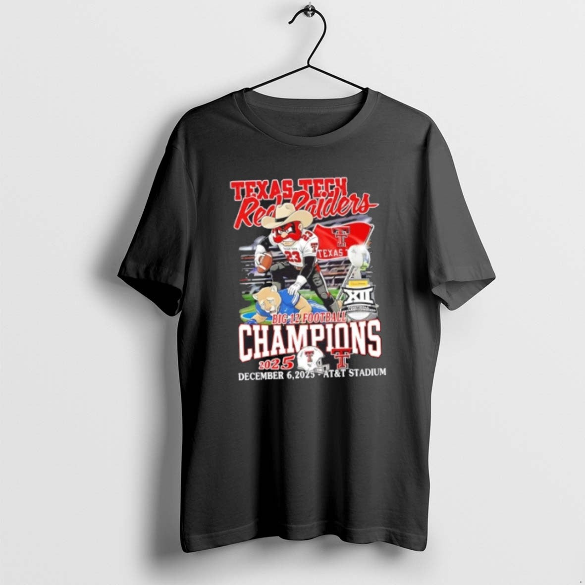 Official 2025 Big 12 Football Champions Texas Tech - Adult & Kids T-Shirts, Sweatshirts & Hoodies apparel design preview 1