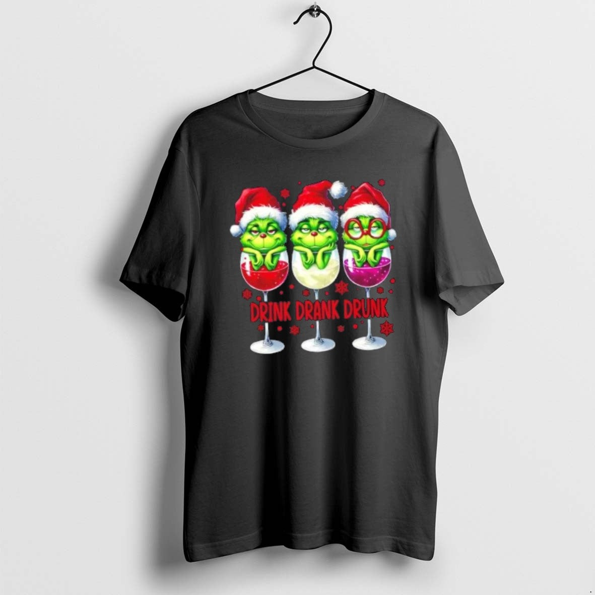 Official Grinch Christmas Drink Drank Drunk - Adult & Kids T-Shirts, Sweatshirts & Hoodies apparel design preview 1