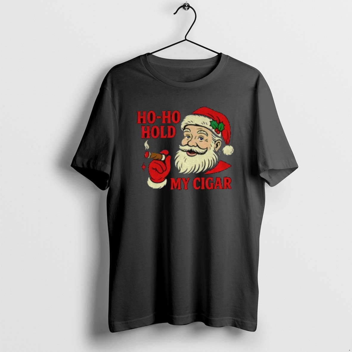 Official Ho Hold My Cigar Vintage Santa Christmas - Adult & Kids T-Shirts, Sweatshirts & Hoodies apparel design preview 1