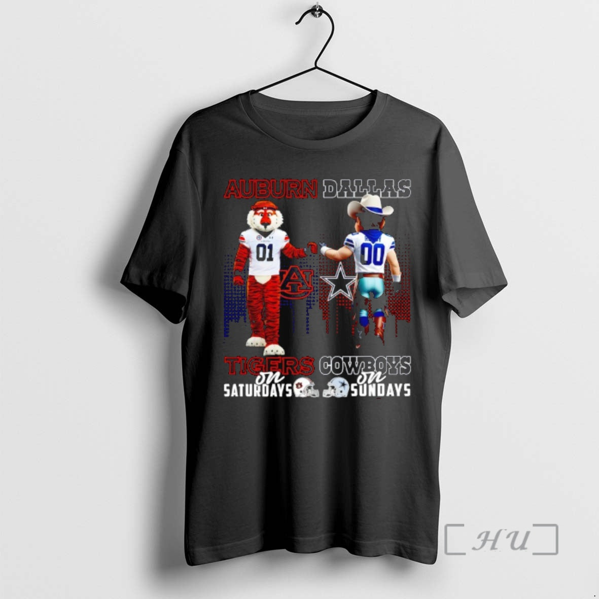 Officials Auburn Tigers On Saturdays X Dallas Cowboys - Adult & Kids T-Shirts, Sweatshirts & Hoodies apparel design preview 1