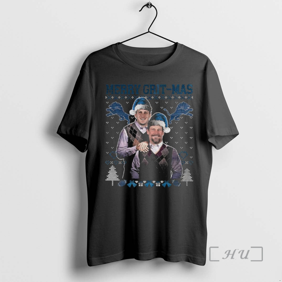 Officials Dan Campbell Jared Goff Merry Grit Mas - Adult & Kids T-Shirts, Sweatshirts & Hoodies apparel design preview 1