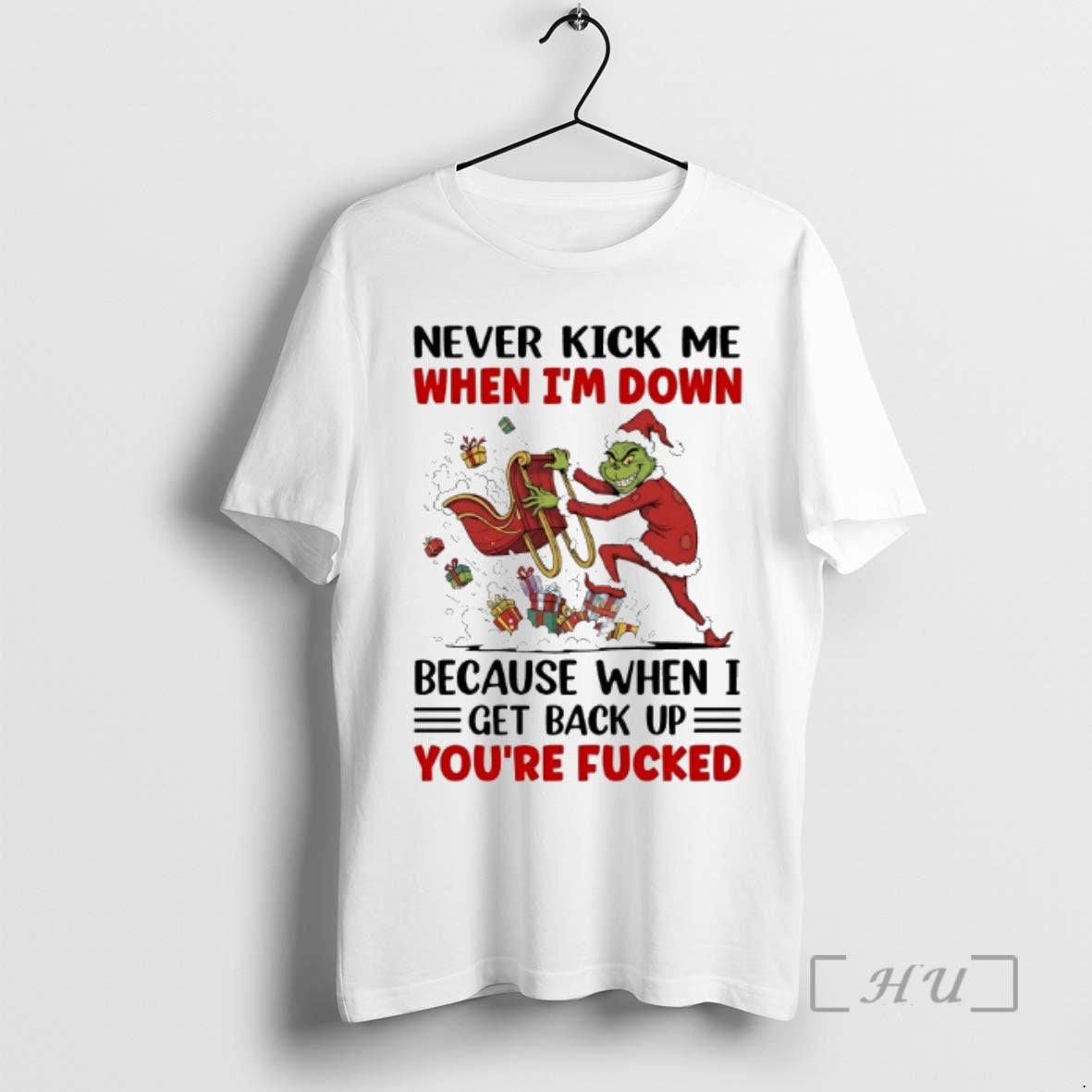 Officials Grinch Never Kick Me When Im Down Christmas - Adult & Kids T-Shirts, Sweatshirts & Hoodies apparel design preview 1