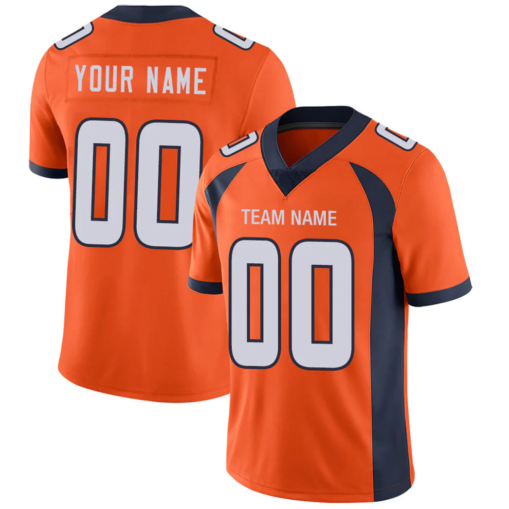 Custom D.Broncos Orange Personalized Design Your Own Name and Number for Men Women Youth Jerseys football jersey product view 1