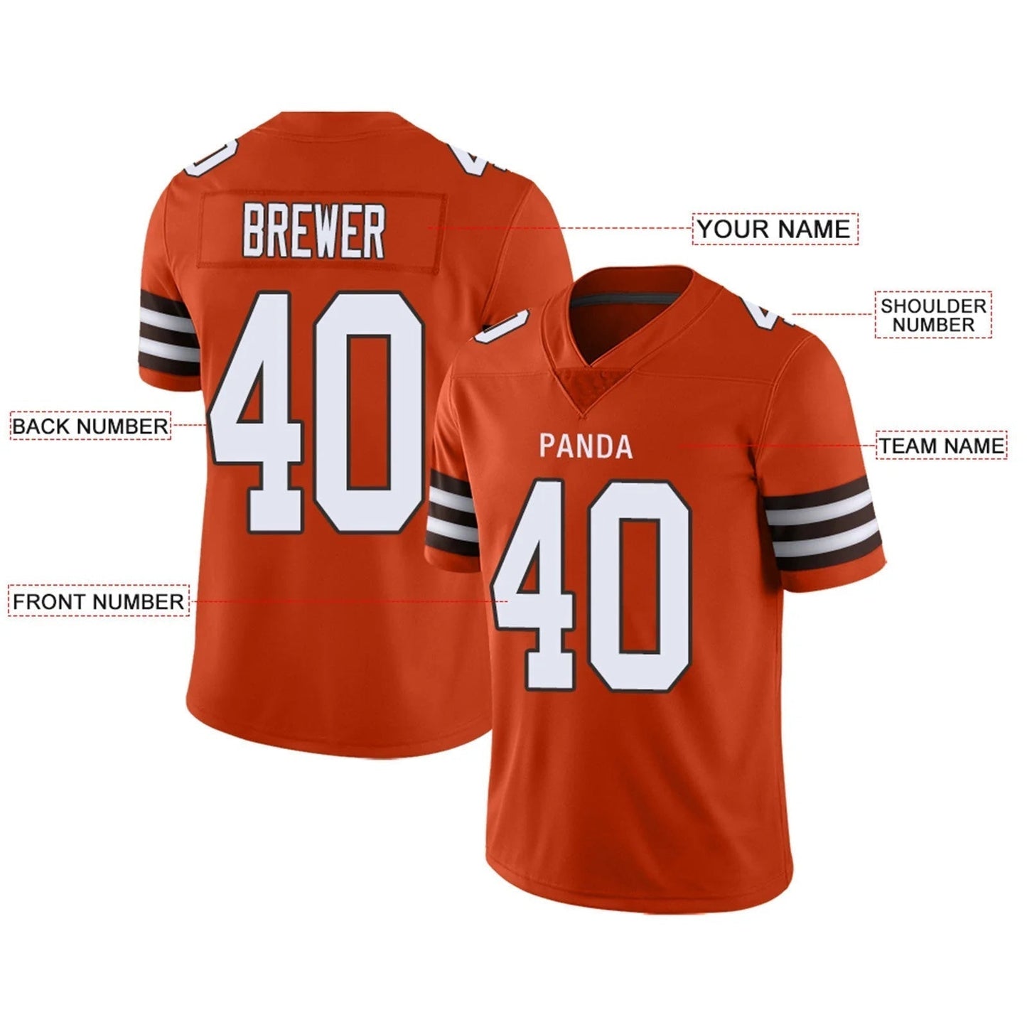 Custom C.Browns Orange Personalized Design Your Own Name and Number for Men Women Youth Jerseys football jersey product view 2
