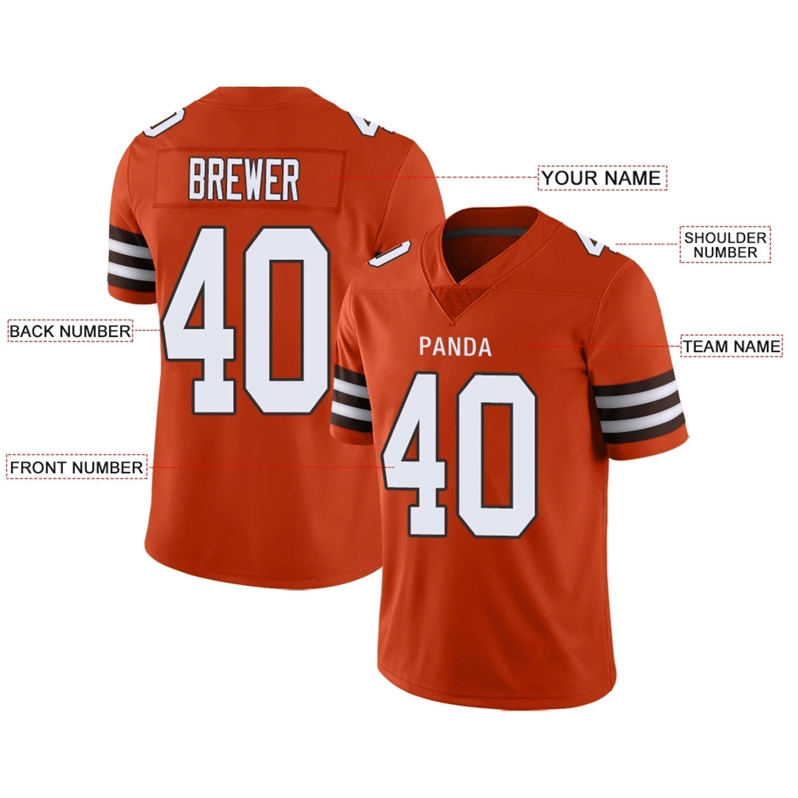 Custom C.Browns Orange Personalized Design Your Own Name and Number for Men Women Youth Jerseys football jersey product view 2