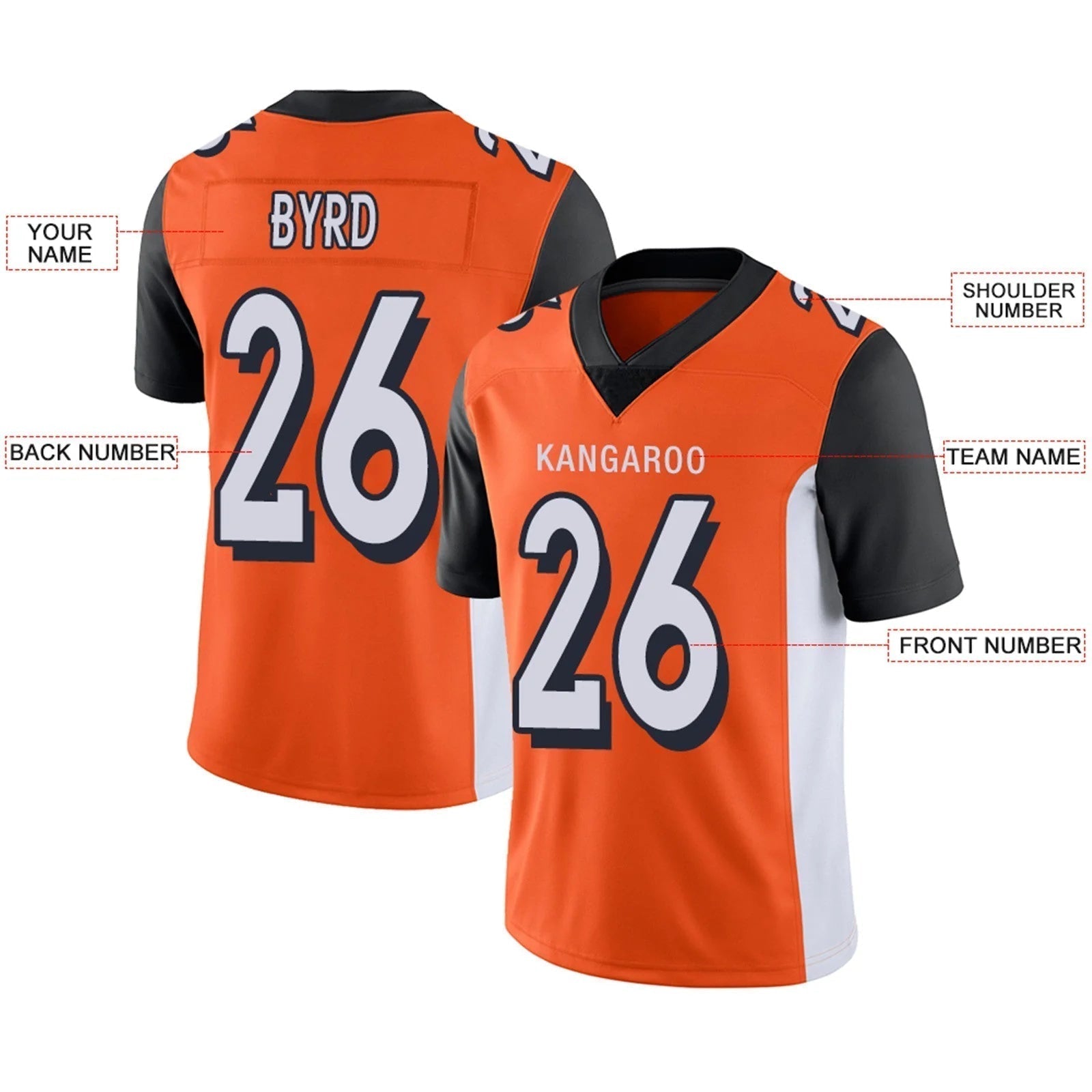 Custom C.Bengals Orange Personalized Design Your Own Name and Number for Men Women Youth Jerseys football jersey product view 2