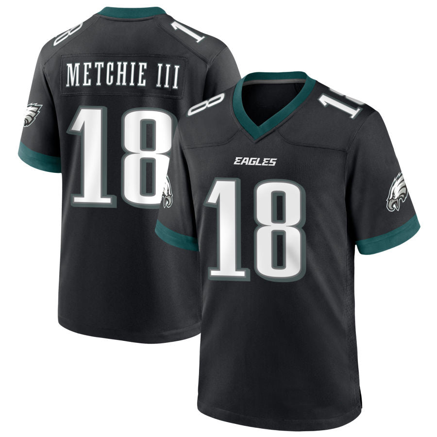 P.Eagles #18 John Metchie III Player Black Home Game Football Jerseys football jersey product view 1
