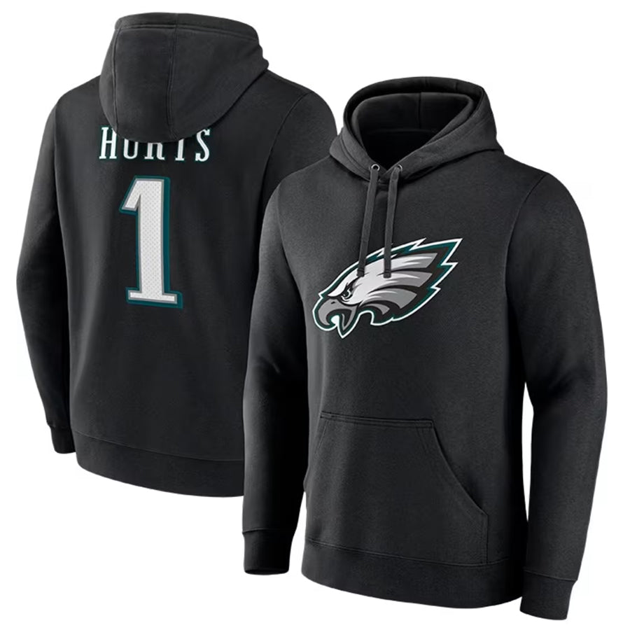 P.Eagles #1 Jalen Hurts Player Black Military Hoodie Game Football Jerseys football jersey product view 1