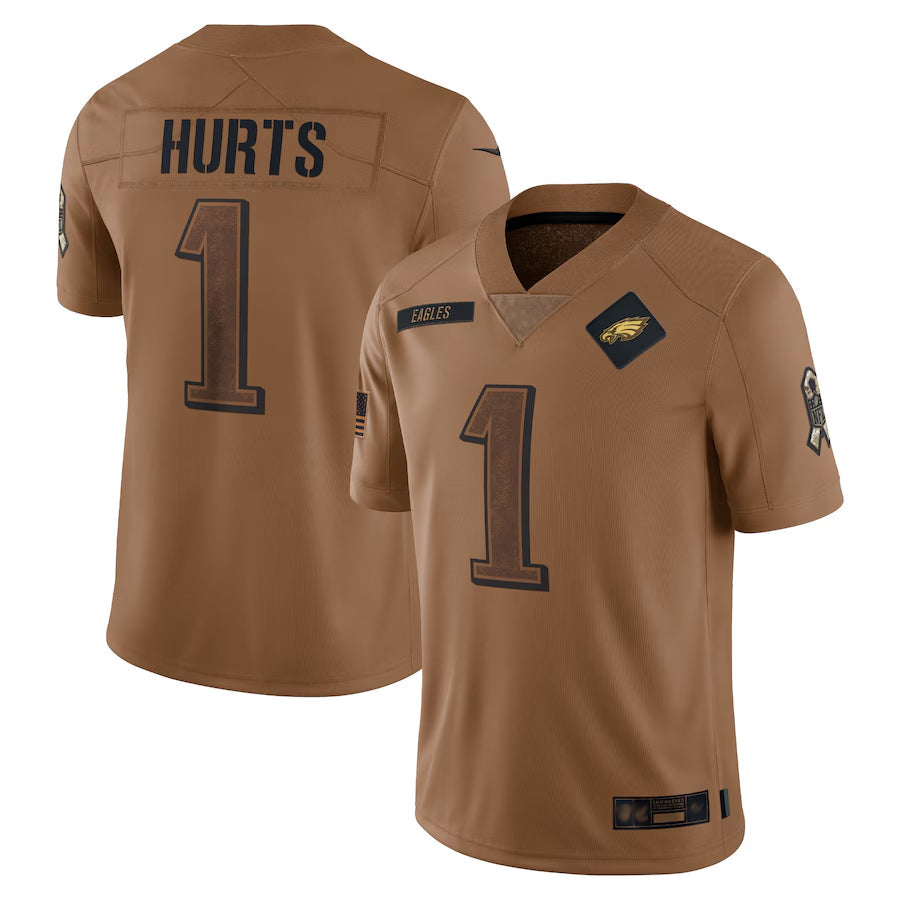 P.Eagles #1 Jalen Hurts Player Brown Salute To Service Limited Football Jerseys football jersey product view 1