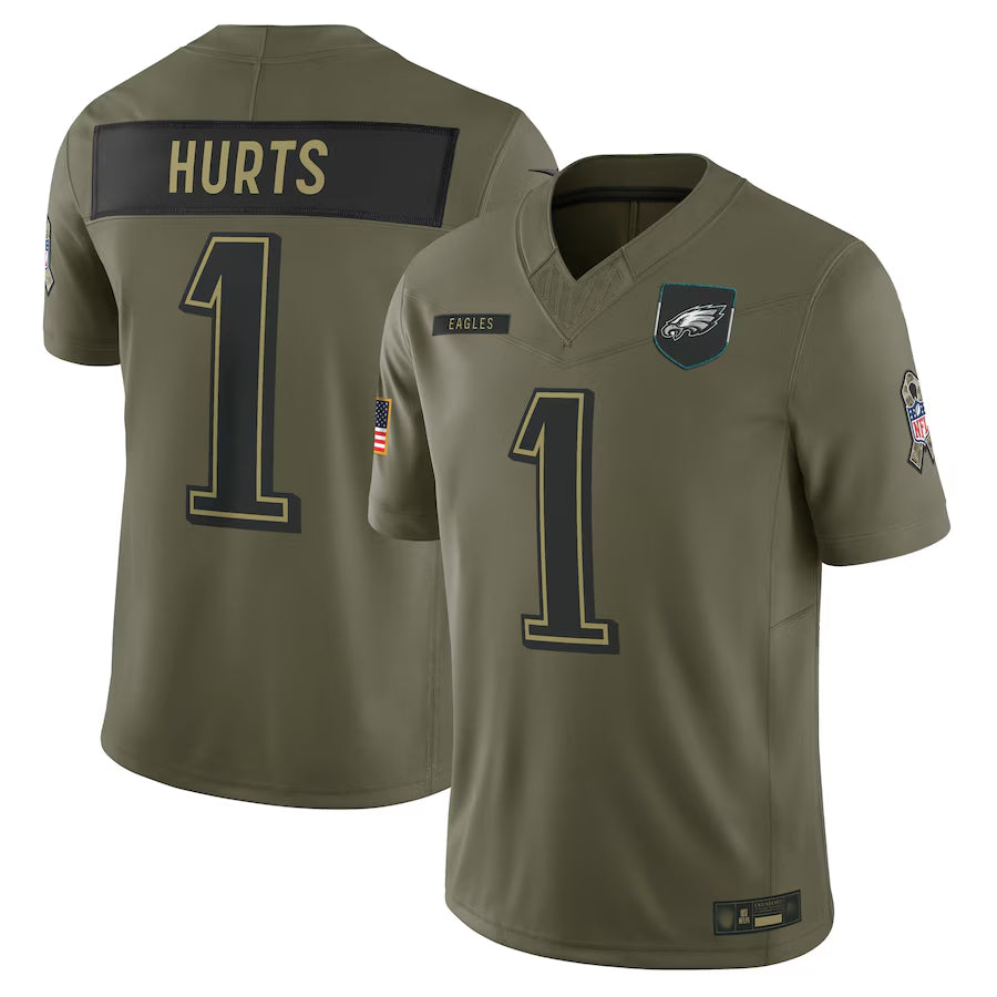 P.Eagles #1 Jalen Hurts Player Olive Salute to Service Limited Football Jerseys football jersey product view 2