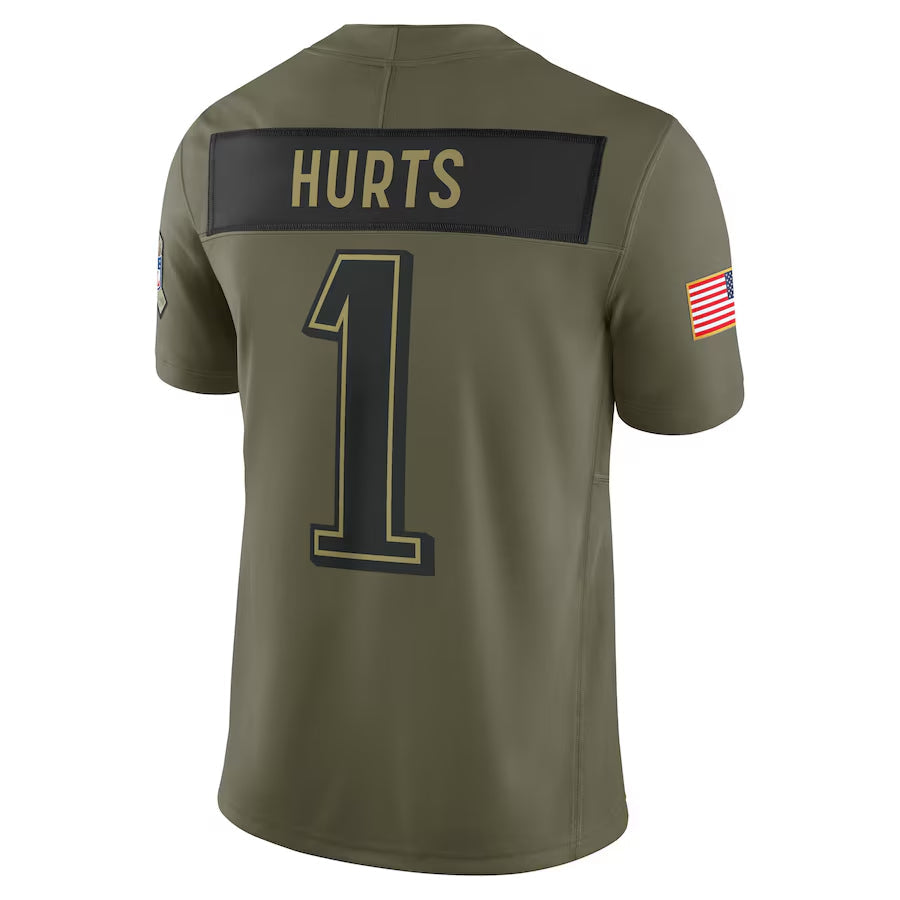 P.Eagles #1 Jalen Hurts Player Olive Salute to Service Limited Football Jerseys football jersey product view 1