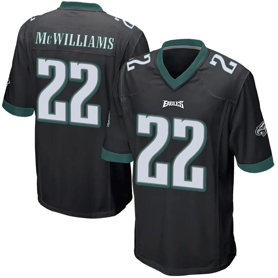 P.Eagles #22 Mac McWilliams Player Black Home Game Football Jerseys football jersey product view 1