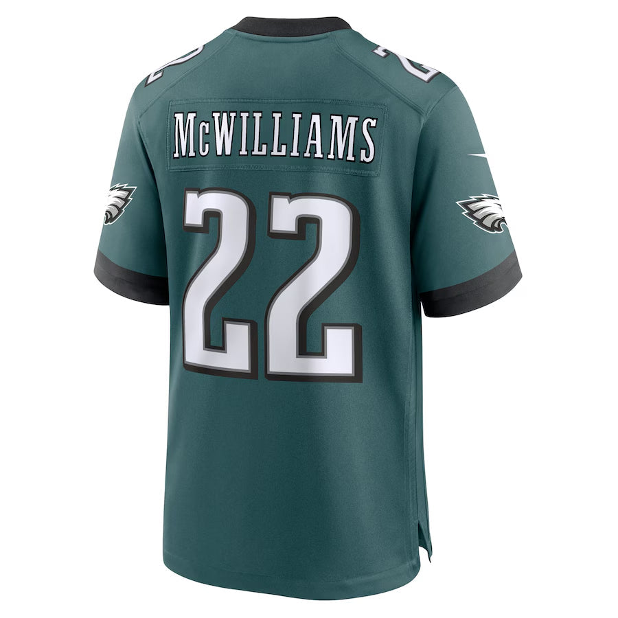 P.Eagles #22 Mac McWilliams Player Midnight Green Home Game Football Jerseys football jersey product view 1