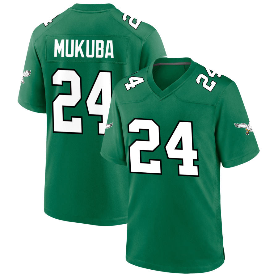 P.Eagles #24 Andrew Mukuba Player Kelly Green Game Football Jerseys football jersey product view 1
