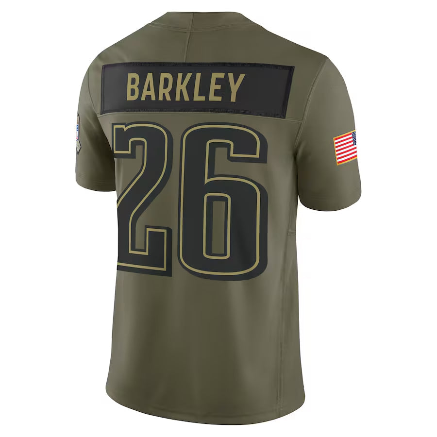 P.Eagles #26 Saquon Barkley Player Olive Salute to Service Limited Football Jerseys football jersey product view 1