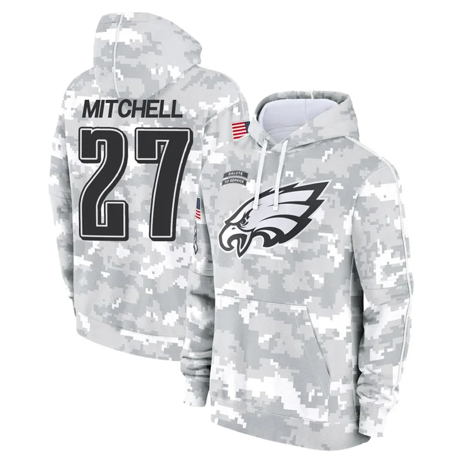 P.Eagles #27 Quinyon Mitchell Player Military Hoodie Arctic Camo Salute To Service Football Jerseys football jersey product view 1