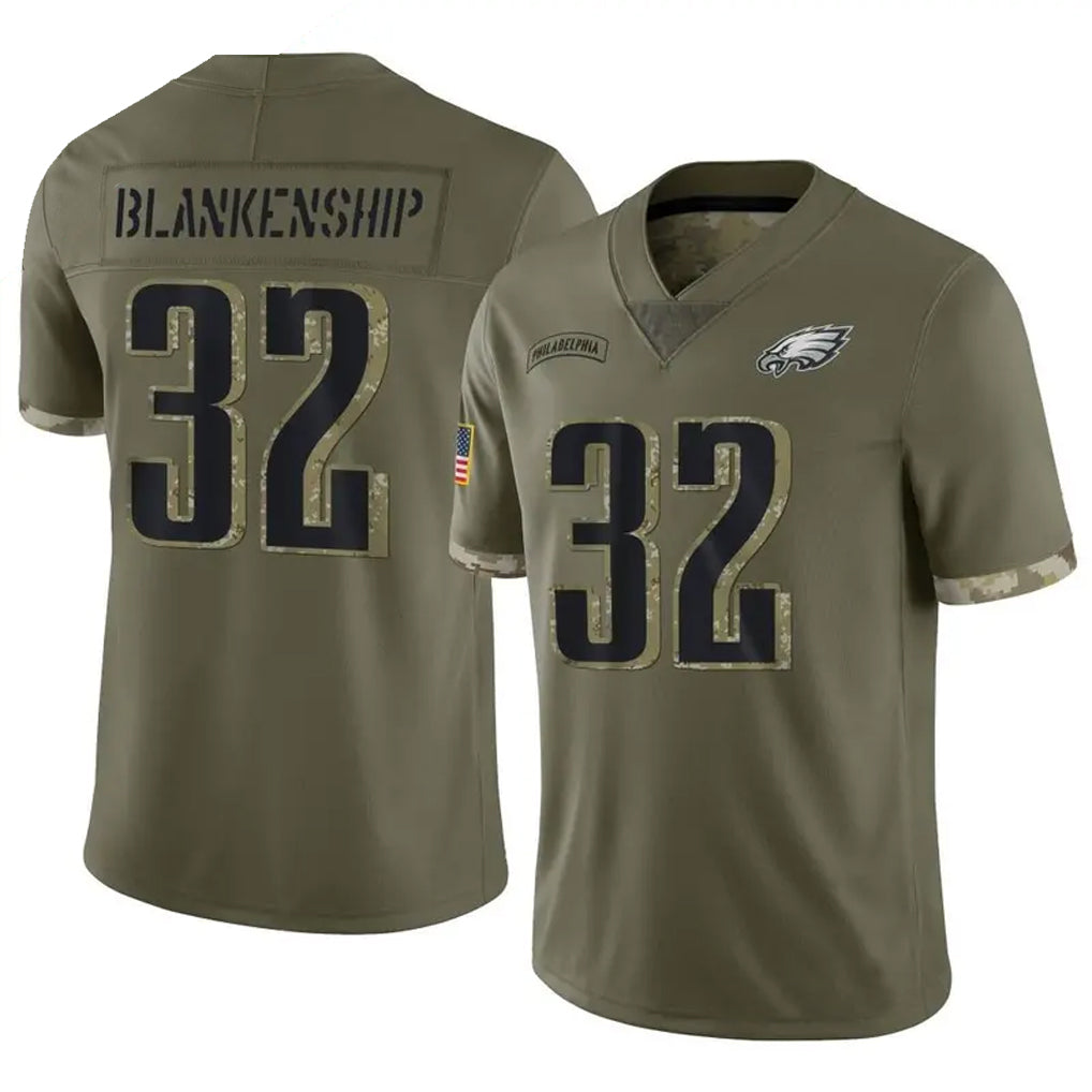 P.Eagles #32 Reed Blankenship Player Salute To Service Limited Olive Football Jerseys football jersey product view 1