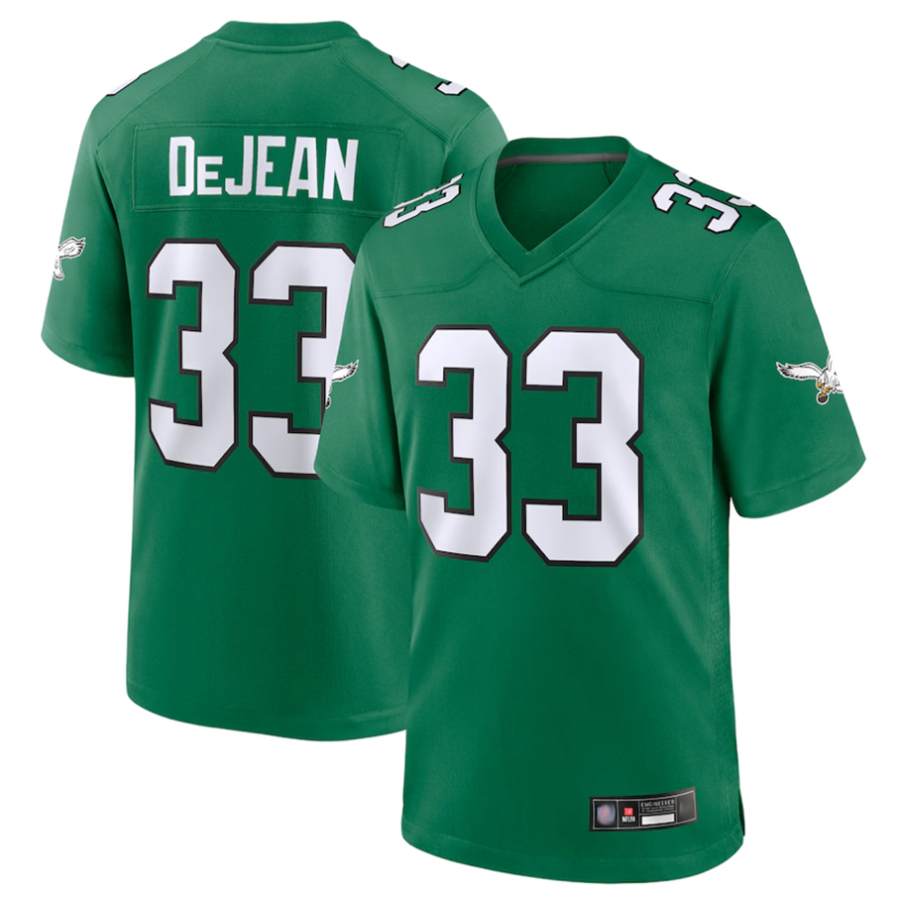 P.Eagles #33 Cooper DeJean Player Kelly Green Replica Game Football Jerseys football jersey product view 1