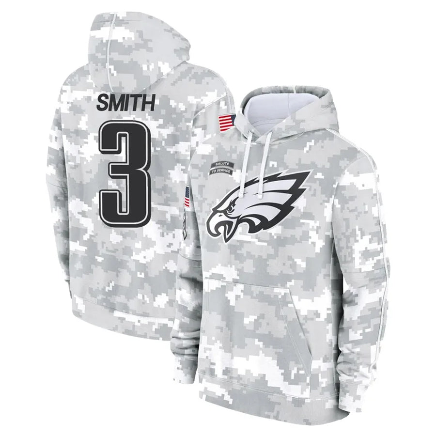 P.Eagles #3 Nolan Smith Jr. Player Military Hoodie Arctic Camo Salute To Service Football Jerseys football jersey product view 1