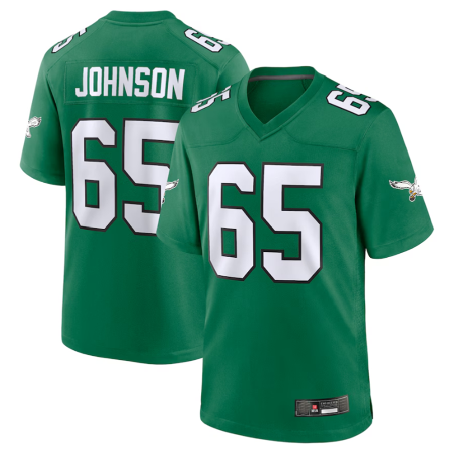 P.Eagles #65 Lane Johnson Player Green Alternate Game Jersey Stitched American Football Jerseys football jersey product view 2