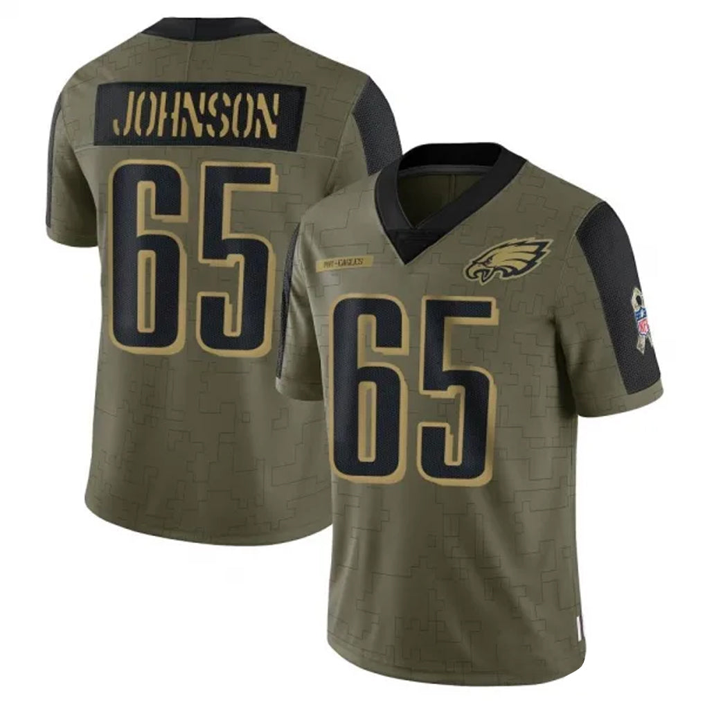 P.Eagles #65 Lane Johnson Player Salute To Service Limited Olive Football Jerseys football jersey product view 1
