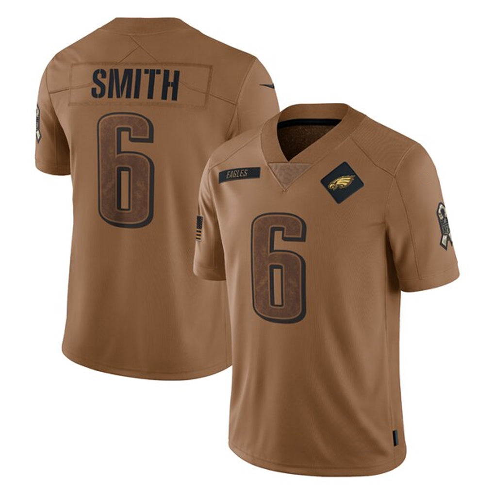 P.Eagles #6 DeVonta Smith Player Brown Salute To Service Limited Football Jerseys football jersey product view 1