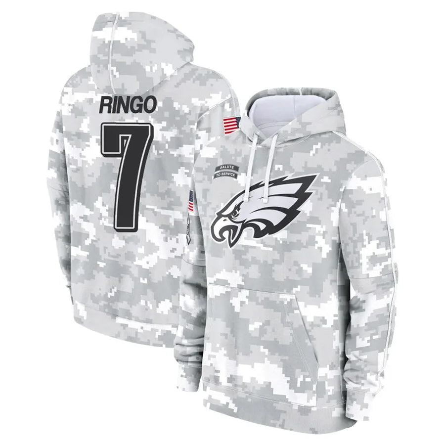 P.Eagles #7 Kelee Ringo Player Military Hoodie Arctic Camo Salute To Service Football Jerseys football jersey product view 1