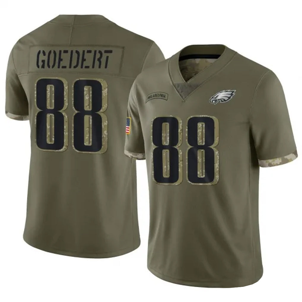 P.Eagles #88 Dallas Goedert Player Salute To Service Olive Football Jerseys football jersey product view 1