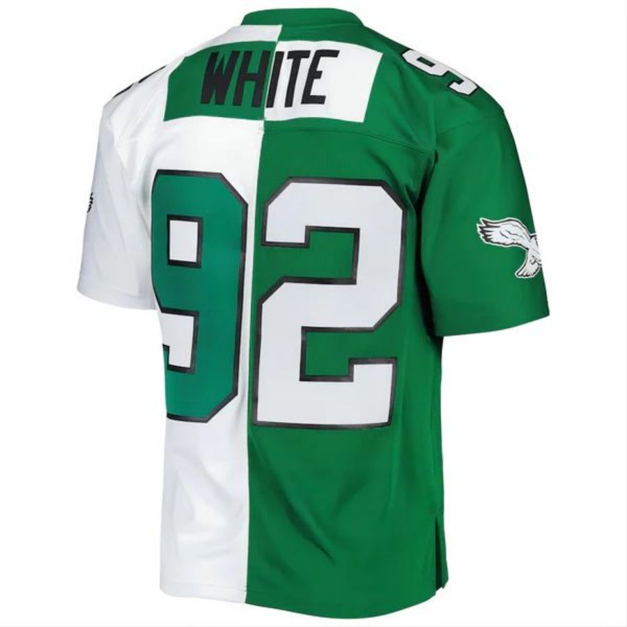 P.Eagles #92 Reggie White Player 1990 Split Legacy Replica Jersey Kelly Green-White Stitched American Football Jerseys football jersey product view 1