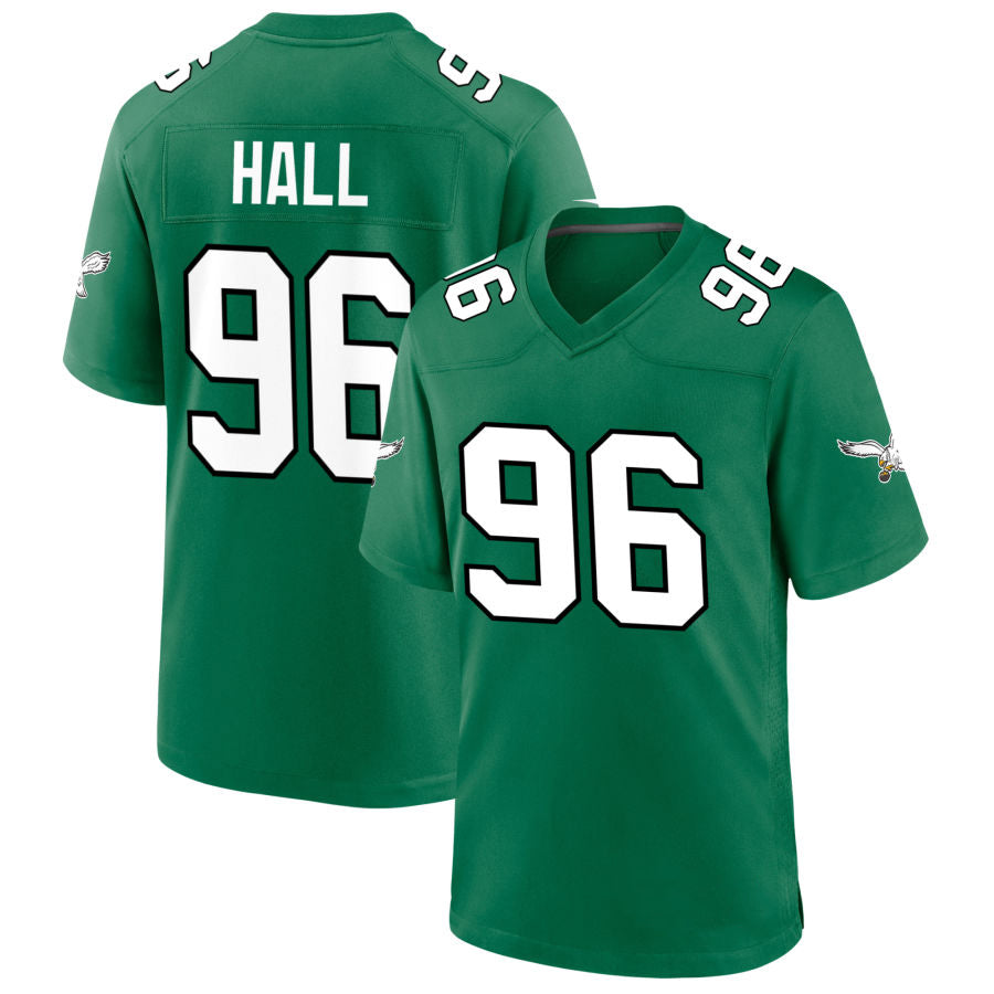 P.Eagles #96 Gabe Hall Player Kelly Green Game Football Jerseys football jersey product view 1