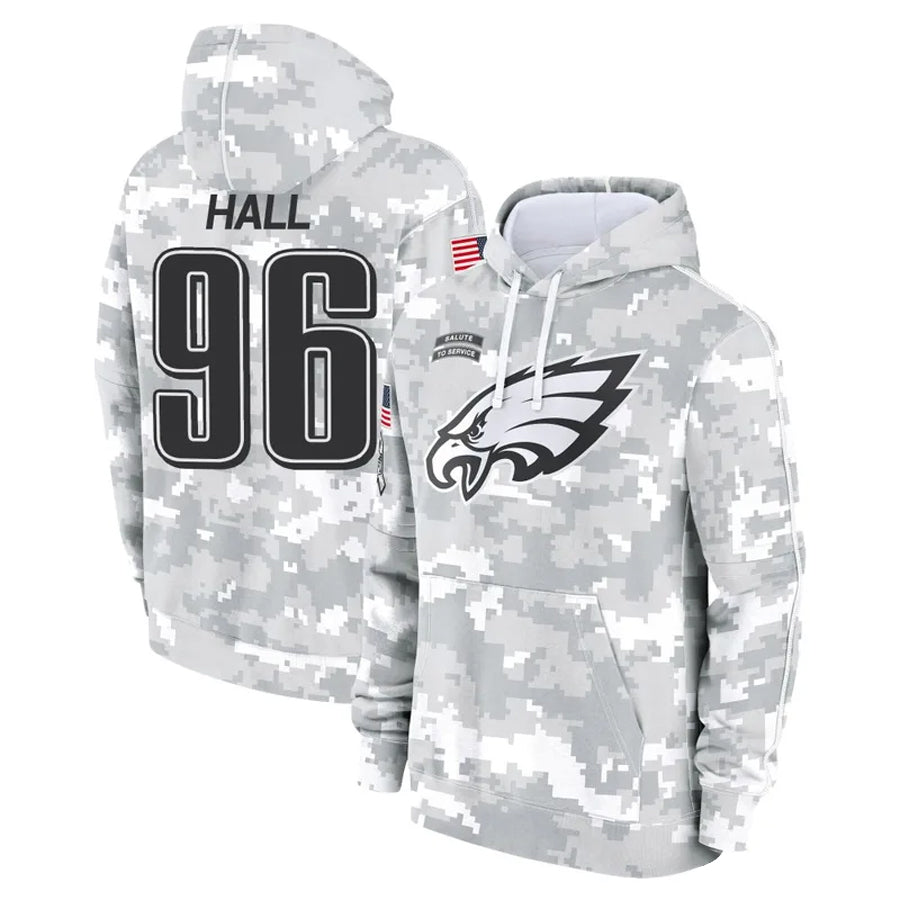 P.Eagles #96 Gabe Hall Player Military Hoodie Arctic Camo Salute To Service Football Jerseys football jersey product view 1