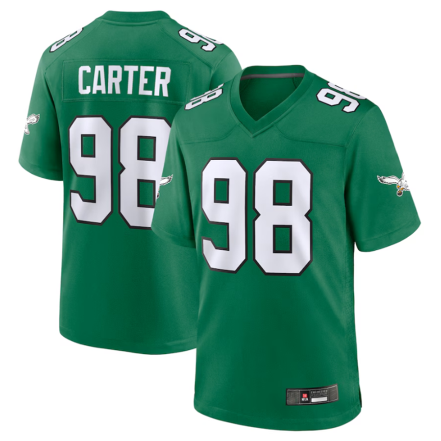 P.Eagles #98 Jalen Carter Player Green Alternate Game Jersey Stitched American Football Jerseys football jersey product view 2