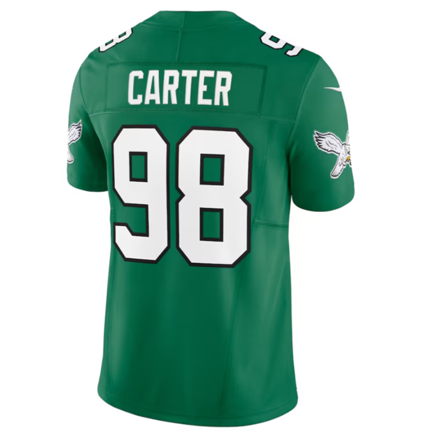 P.Eagles #98 Jalen Carter Player Green Alternate Vapor F.U.S.E. Limited Jersey Stitched American Football Jerseys football jersey product view 1
