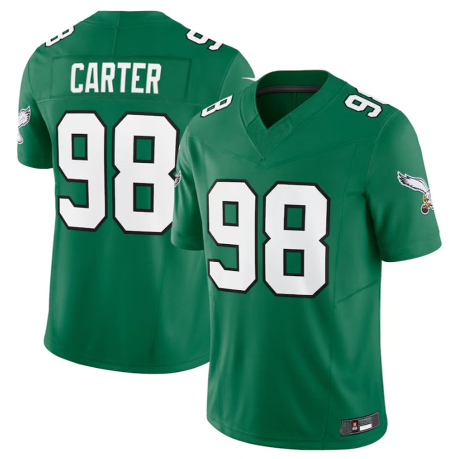 P.Eagles #98 Jalen Carter Player Green Alternate Vapor F.U.S.E. Limited Jersey Stitched American Football Jerseys football jersey product view 2