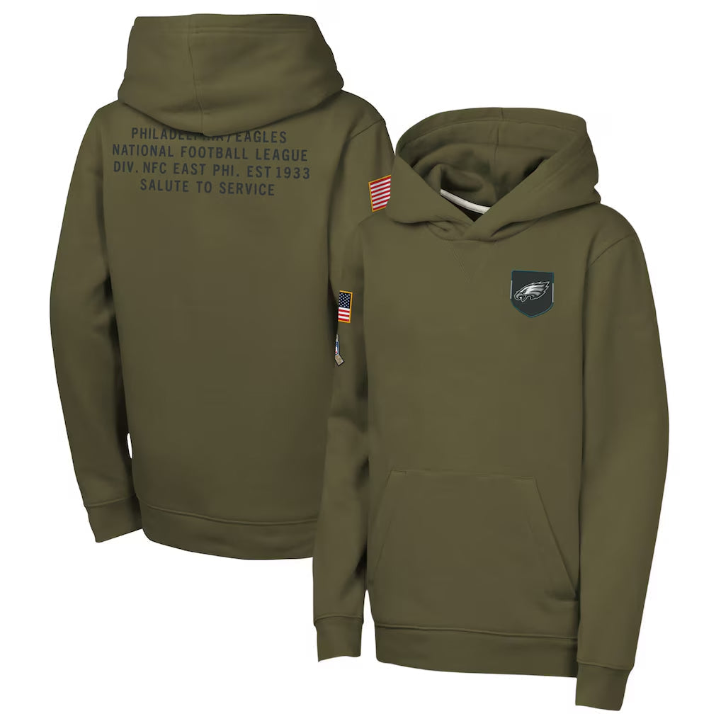 P.Eagles Player Olive Salute to Service Club Fleece Hoodie Football Jerseys football jersey product view 1