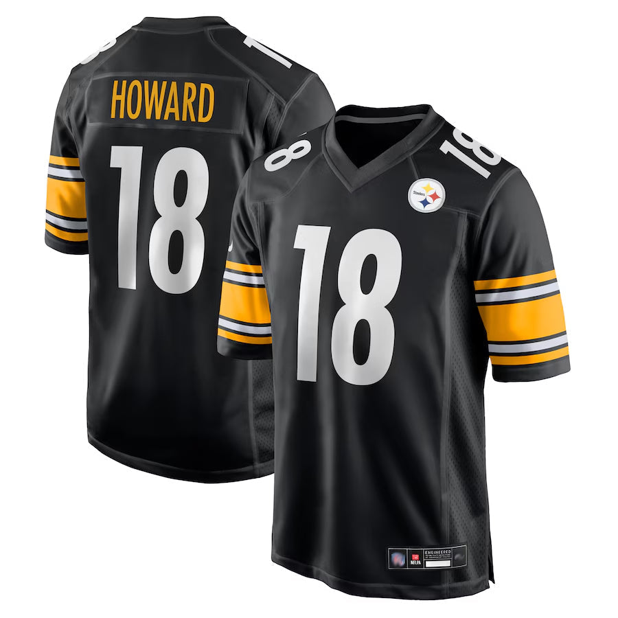 P.Steelers #18 Will Howard Player Black Replica Game Football Jerseys football jersey product view 1