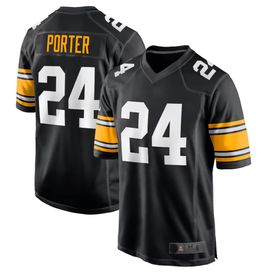 #24 Joey Porter Jr. Player P.Steelers Black Alternate Game Football Jerseys football jersey product view 2