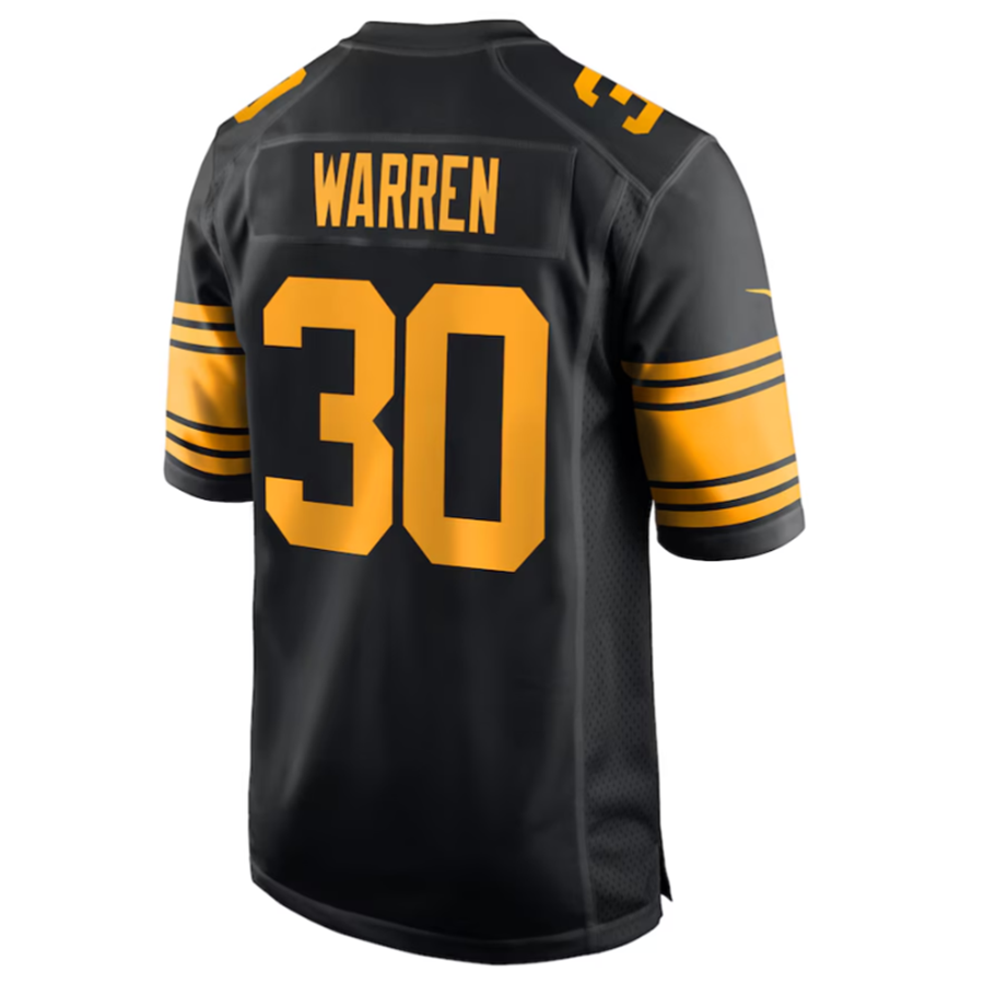#30 Jaylen Warren Player P.Steelers Black Alternate Game Football Jerseys football jersey product view 1