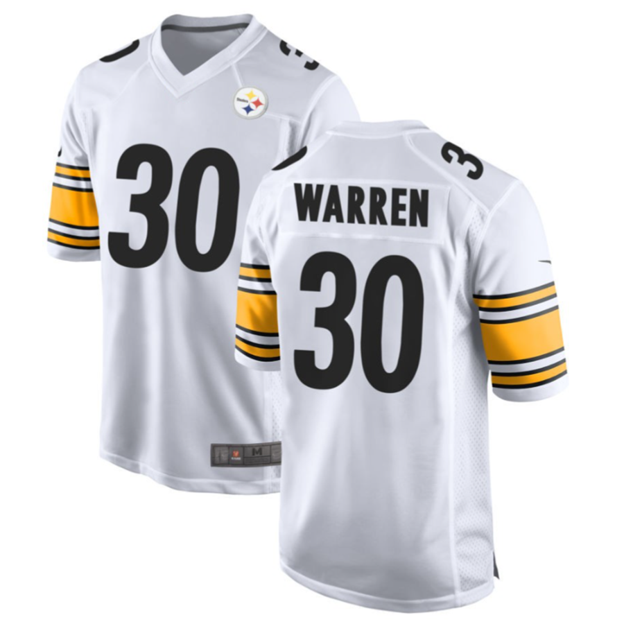 #30 Jaylen Warren Player P.Steelers White Game Football Jerseys football jersey product view 2