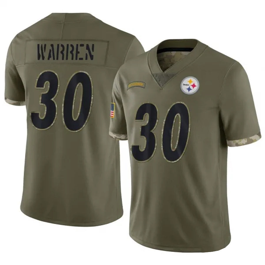 P.Steelers #30 Jaylen Warren Player Salute To Service Limited Olive Football Jerseys football jersey product view 1