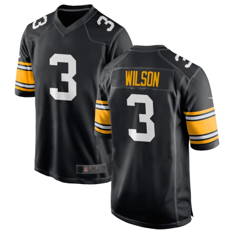 P.Steelers #3 Russell Wilson Player Black Alternate Game Football Jerseys football jersey product view 1