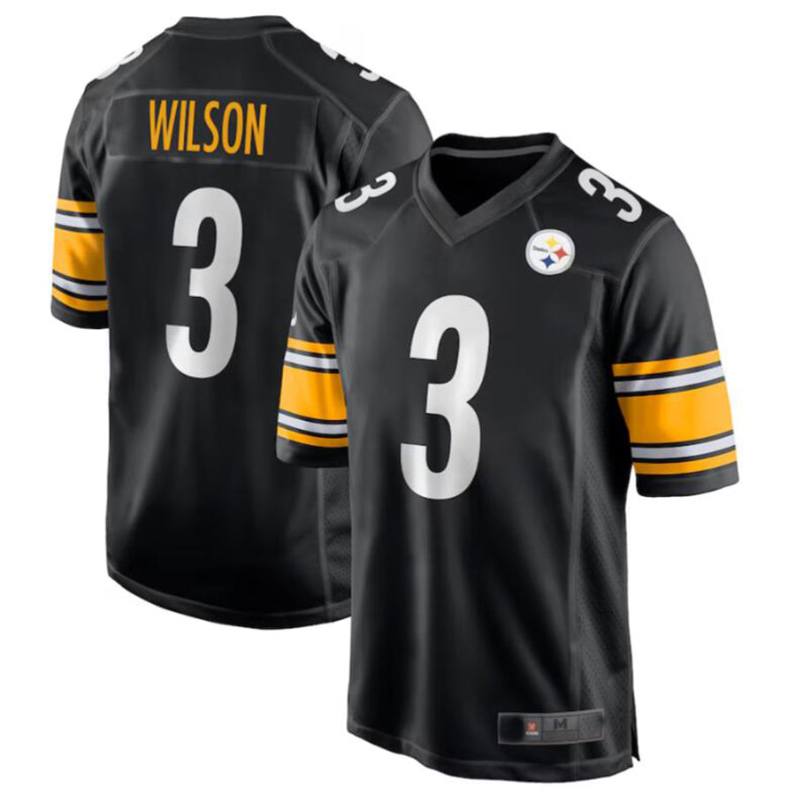 #3 Russell Wilson Player P.Steelers Black Game Football Jerseys football jersey product view 2