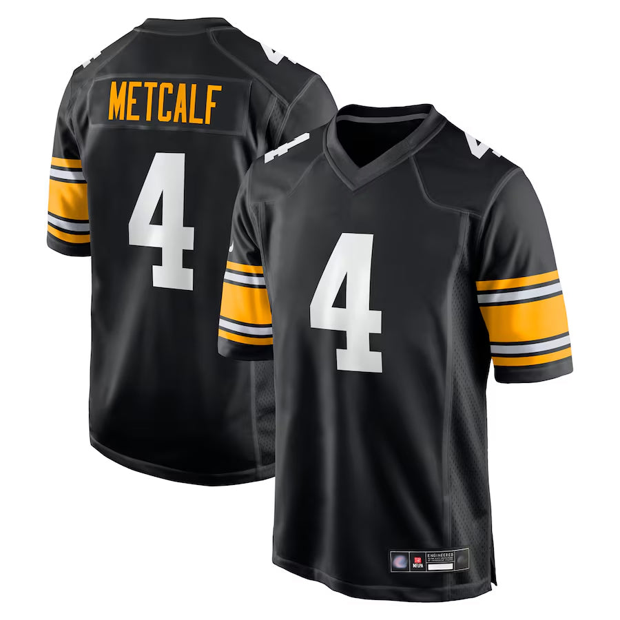 P.Steelers #4 DK Metcalf Player Black Game Football Jerseys football jersey product view 1