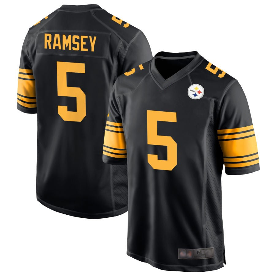 P.Steelers #5 Jalen Ramsey Player Black Alternate Game Football Jerseys football jersey product view 1