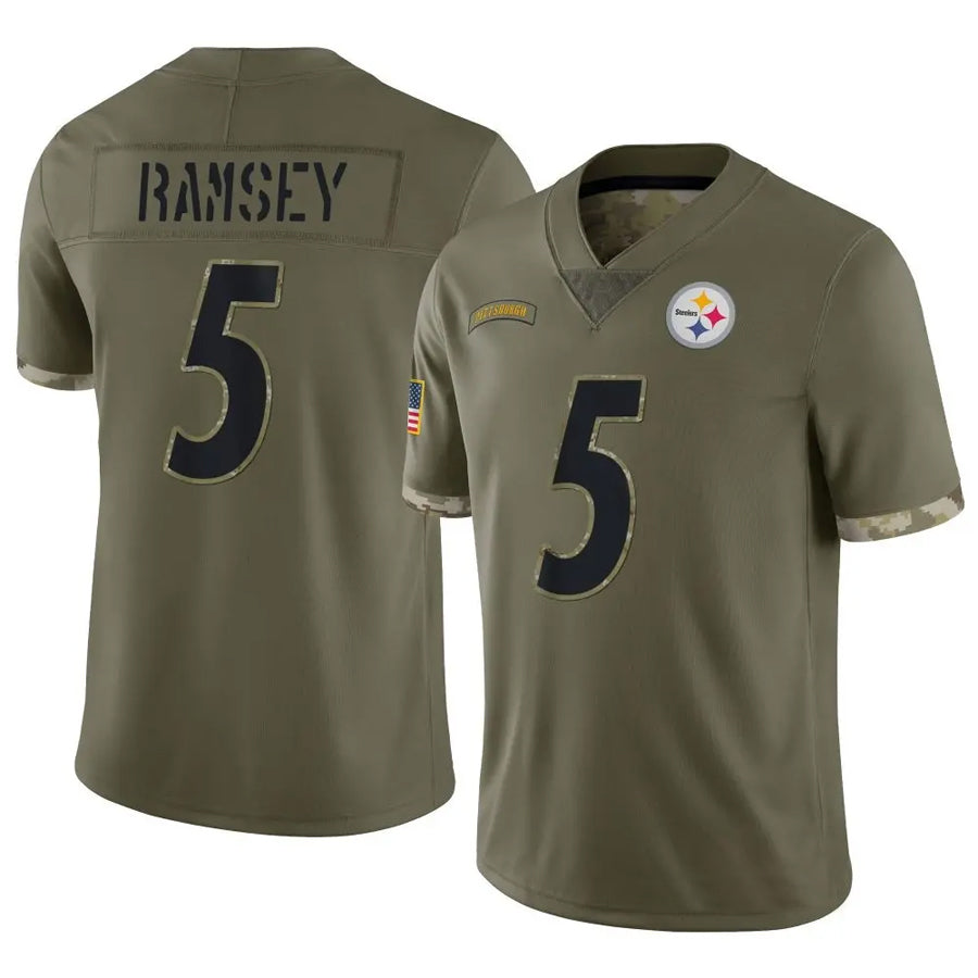 P.Steelers #5 Jalen Ramsey Player Salute To Service Limited Olive Football Jerseys football jersey product view 1