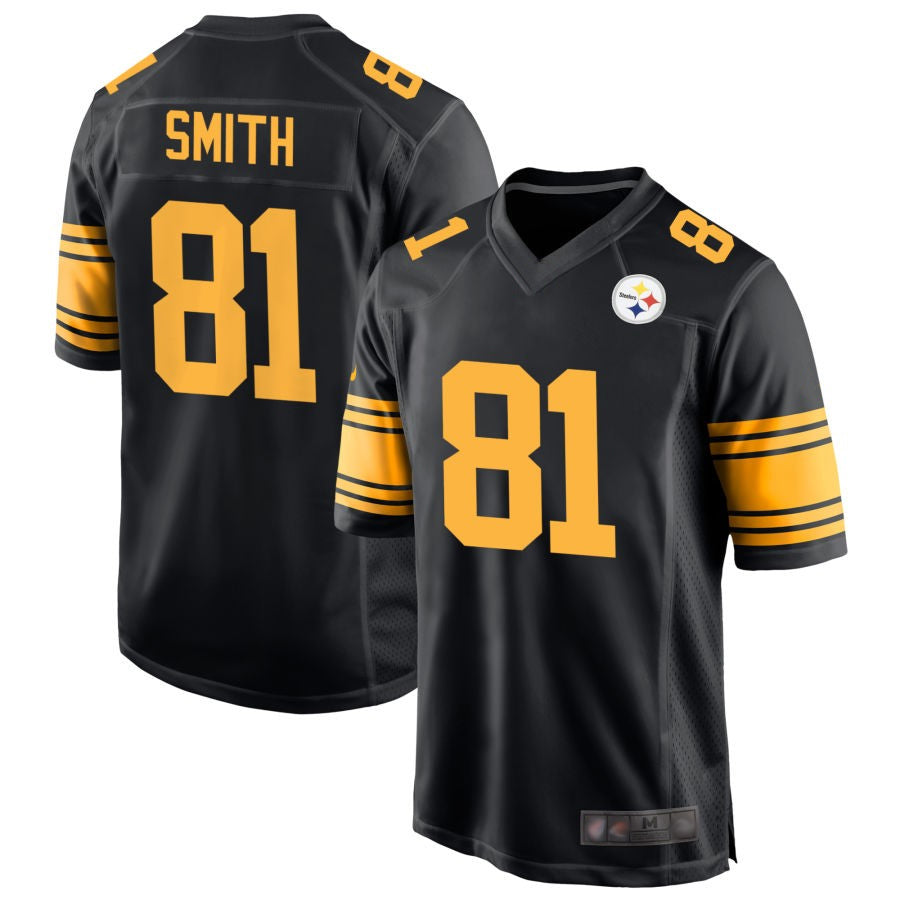P.Steelers #81 Jonnu Smith Player Black Alternate Game Football Jerseys football jersey product view 1