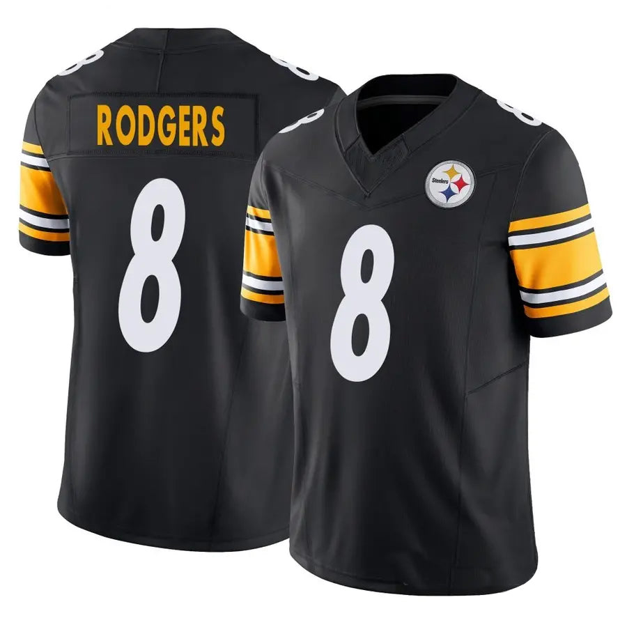 P.Steelers #8 Aaron Rodgers Player Black Vapor F.U.S.E. Limited Football Jerseys football jersey product view 1