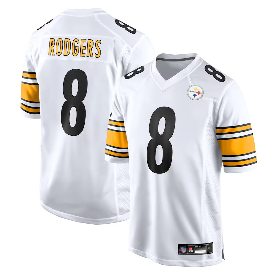 P.Steelers #8 Aaron Rodgers Player White Replica Game Football Jerseys football jersey product view 1