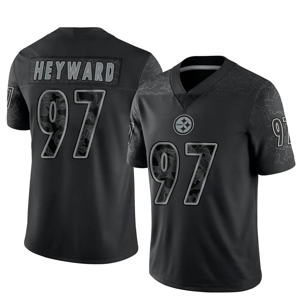 P.Steelers #97 Cameron Heyward Player Black Limited Reflective Football Jerseys football jersey product view 1