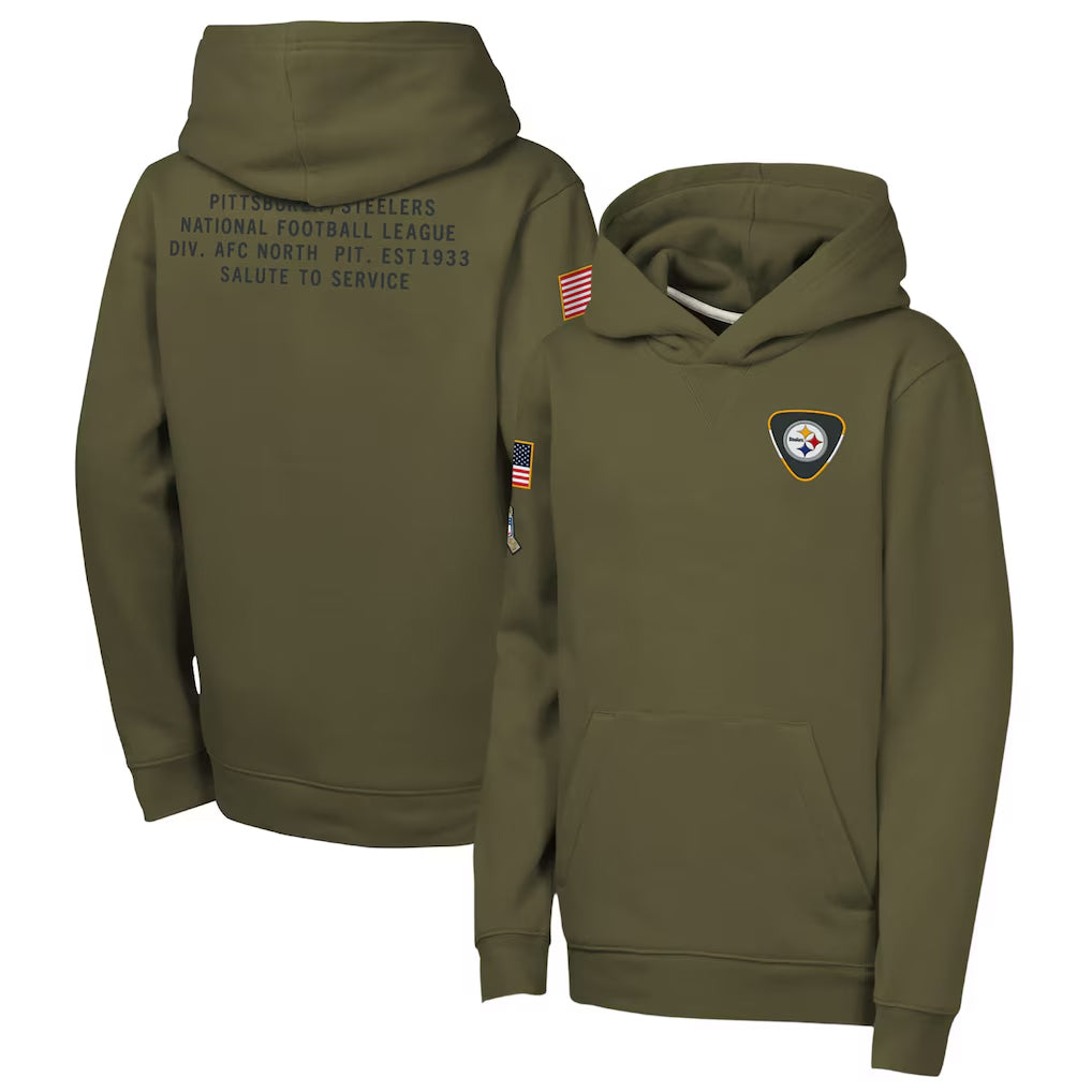 P.Steelers Player Olive Salute to Service Club Fleece Hoodie Football Jerseys football jersey product view 1